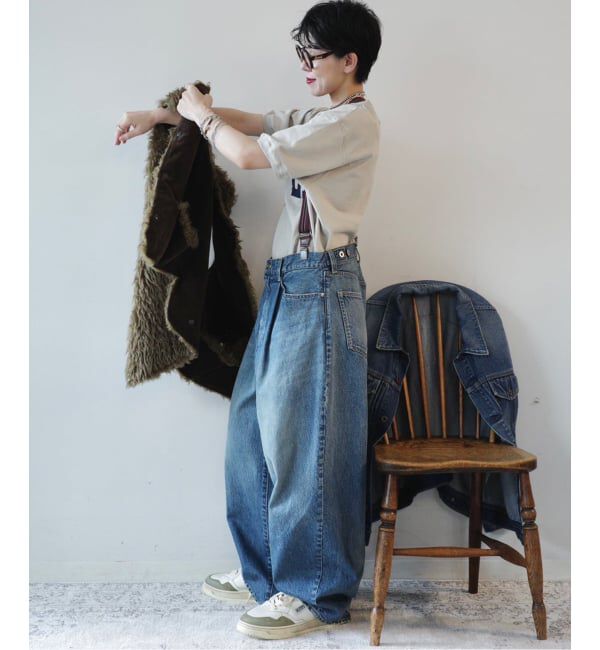 journal standard luxe「《追加》13OZデニム タックラウンドパンツ」|デニム|