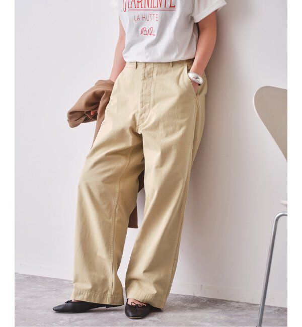 Spick and Span「Higuchi&times;S チノワイドパンツ」|チノ|ベージュ
