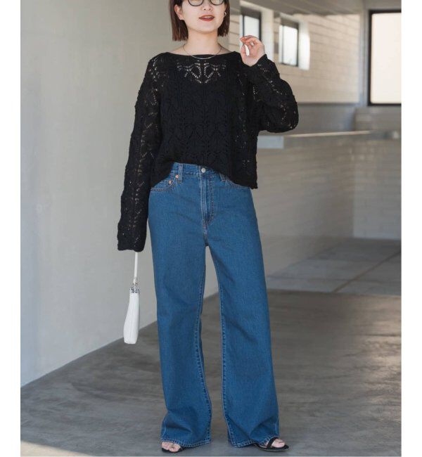 Spick and Span「《一部店舗+WEB限定追加2》ギマコットン透かし編みボートネックニット」|ニット・セーター|