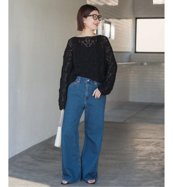 Spick and Span「《一部店舗+WEB限定追加2》ギマコットン透かし編みボートネックニット」|ニット・セーター|