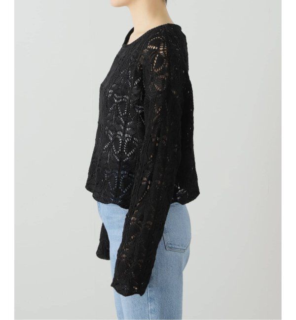 Spick and Span「《一部店舗+WEB限定追加2》ギマコットン透かし編みボートネックニット」|ニット・セーター|