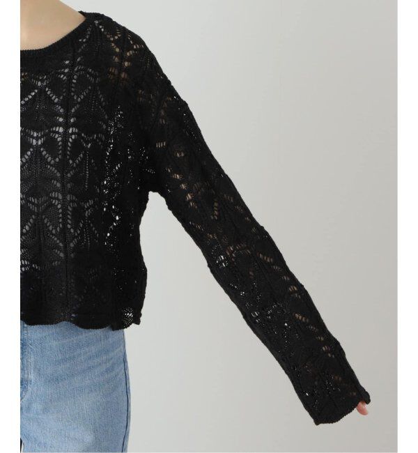 Spick and Span「《一部店舗+WEB限定追加2》ギマコットン透かし編みボートネックニット」|ニット・セーター|