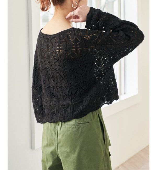 Spick and Span「《一部店舗+WEB限定追加2》ギマコットン透かし編みボートネックニット」|ニット・セーター|