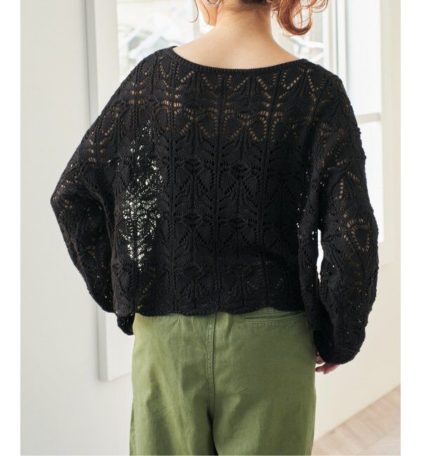 Spick and Span「《一部店舗+WEB限定追加2》ギマコットン透かし編みボートネックニット」|ニット・セーター|