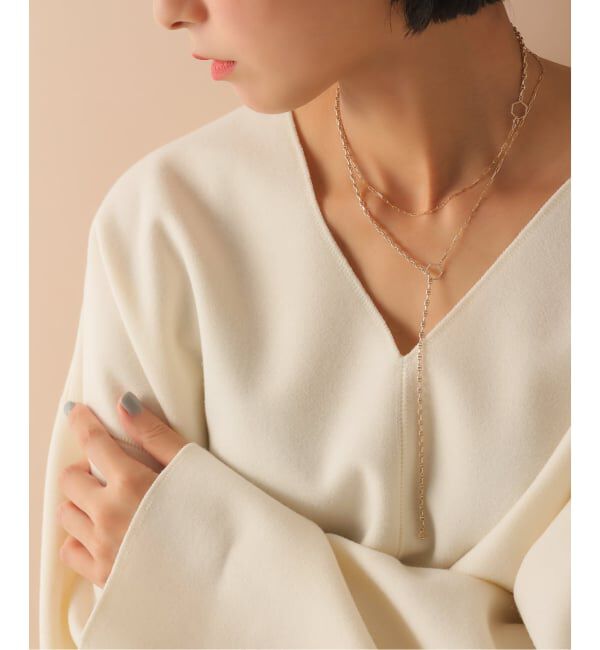 Lilas by Spick&Span「ヘキサゴンモチーフペーパークリップチェーン45cmネックレス K10」|ネックレス|