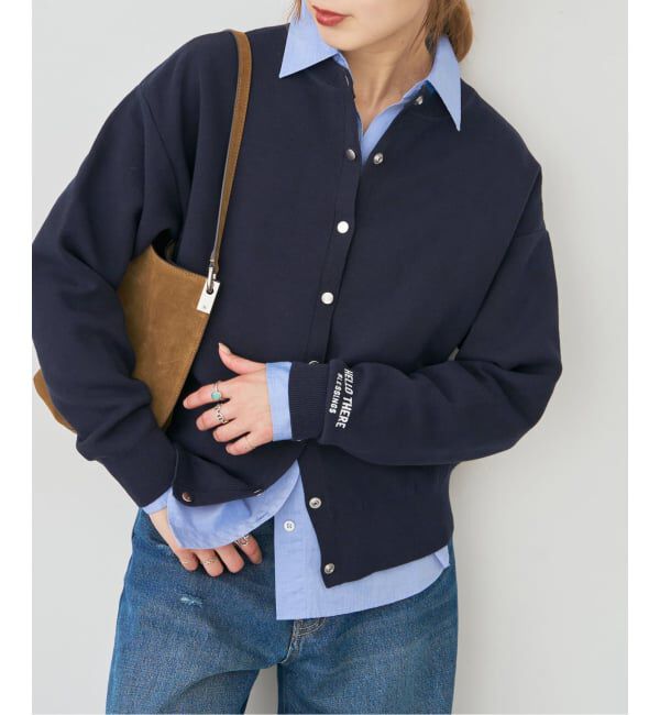 Spick and Span「《WEB限定》2WAYスナップボタンロゴニット」|カーディガン|ネイビー