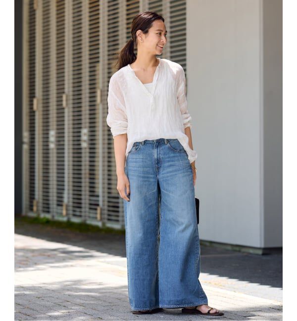 FRAMeWORK「≪追加≫LINENクレープヘンリーネックブラウス 2」|シャツ・ブラウス|