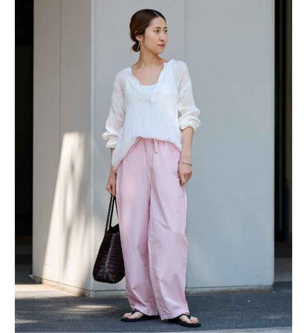 FRAMeWORK「≪追加≫LINENクレープヘンリーネックブラウス 2」|シャツ・ブラウス|