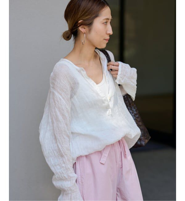 FRAMeWORK「≪追加≫LINENクレープヘンリーネックブラウス 2」|シャツ・ブラウス|