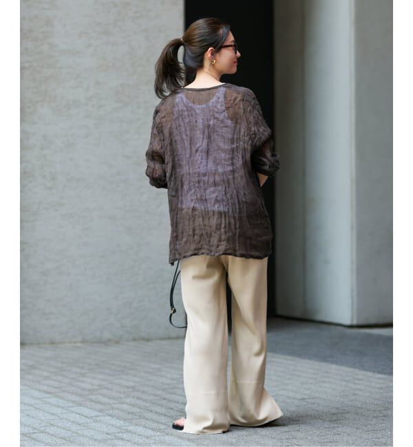 FRAMeWORK「≪追加≫LINENクレープヘンリーネックブラウス 2」|シャツ・ブラウス|