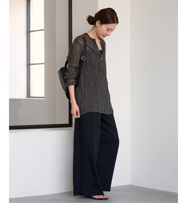 FRAMeWORK「≪追加≫LINENクレープヘンリーネックブラウス 2」|シャツ・ブラウス|