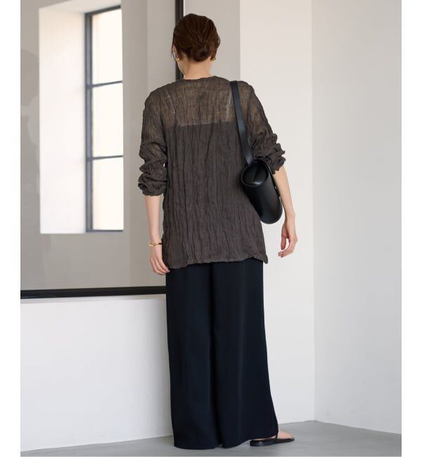 FRAMeWORK「≪追加≫LINENクレープヘンリーネックブラウス 2」|シャツ・ブラウス|