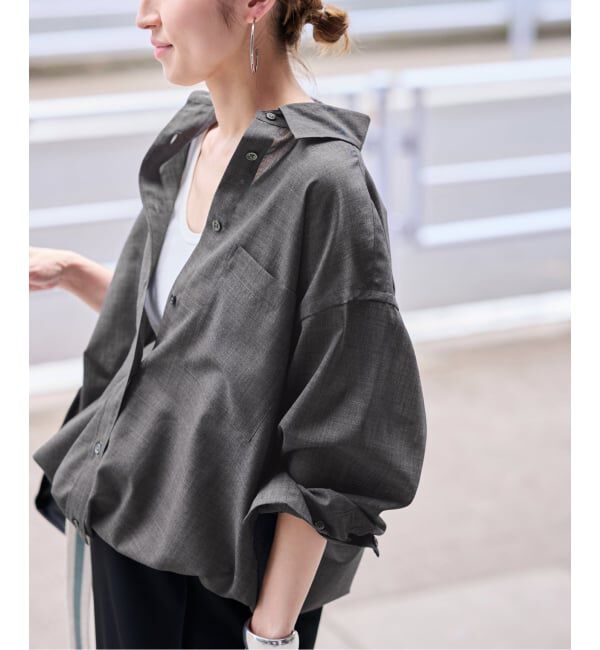 FRAMeWORK「シアートロドロストレギュラーシャツ」|シャツ・ブラウス|グレーA