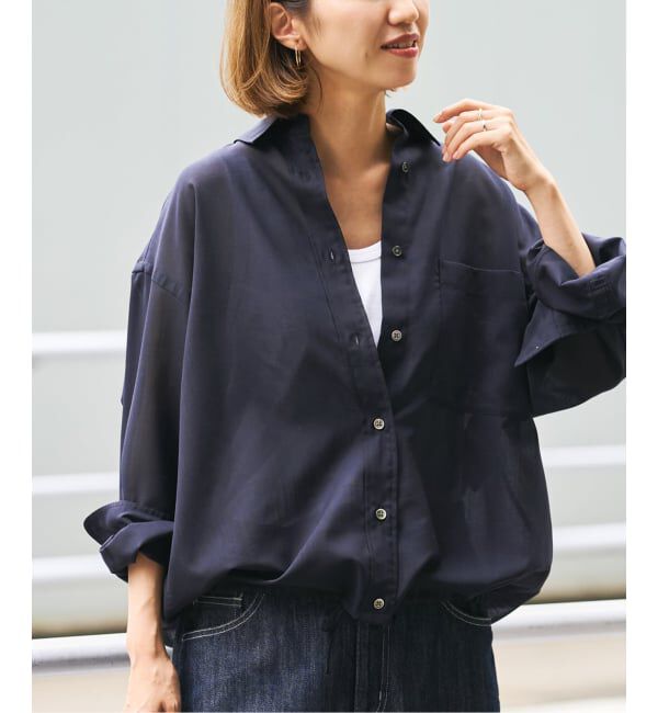 FRAMeWORK「シアートロドロストレギュラーシャツ」|シャツ・ブラウス|ネイビー
