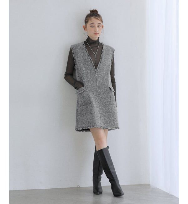  「【洗える】ツイードミニジャンスカ」|ワンピース|