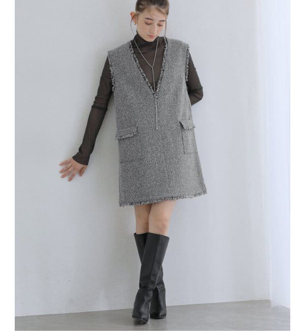  「【洗える】ツイードミニジャンスカ」|ワンピース|