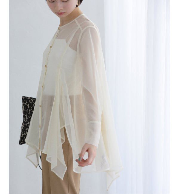  「【洗える】ヘムフレアシアーチュニック」|シャツ・ブラウス|ナチュラル