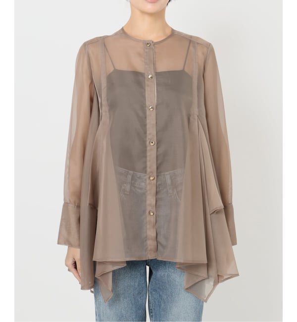  「【洗える】ヘムフレアシアーチュニック」|シャツ・ブラウス|