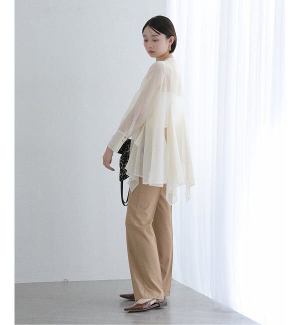  「【洗える】ヘムフレアシアーチュニック」|シャツ・ブラウス|