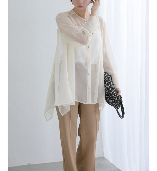  「【洗える】ヘムフレアシアーチュニック」|シャツ・ブラウス|