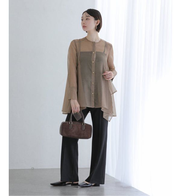  「【洗える】ヘムフレアシアーチュニック」|シャツ・ブラウス|