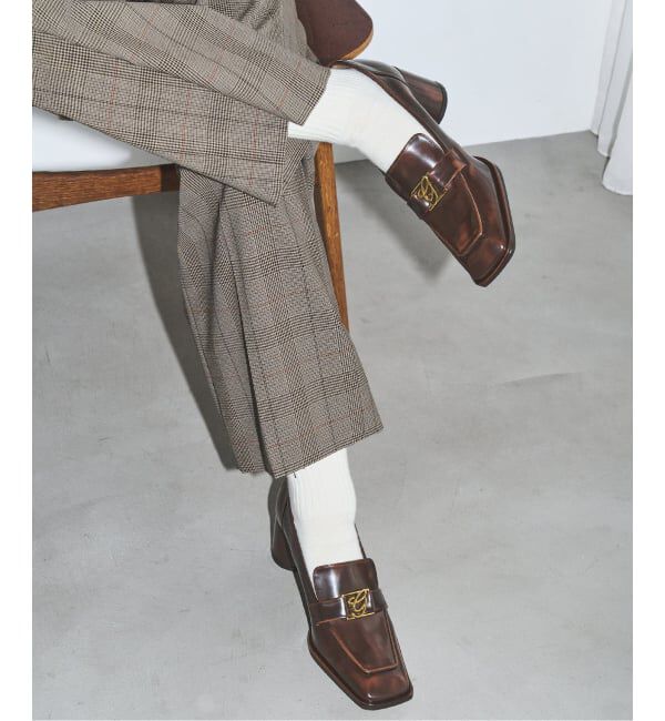 GRISE「GRISE6cmレザースクエアヒールローファー」|パンプス|