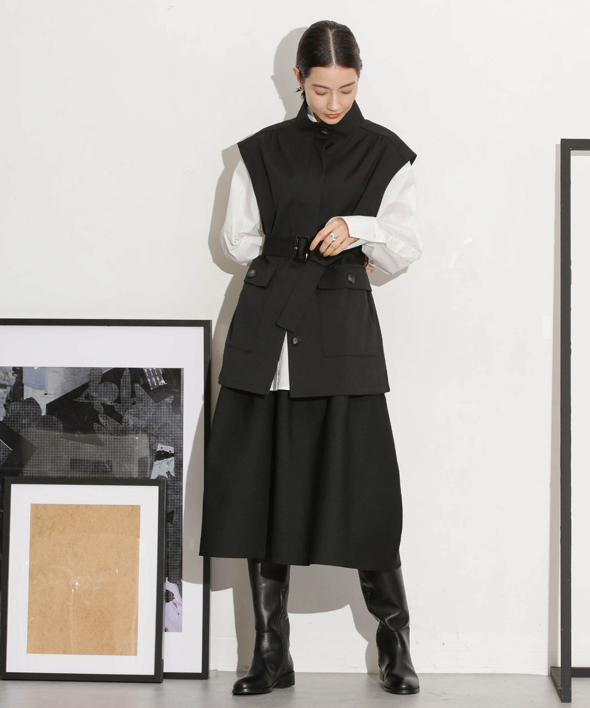 nano･universe「ベルト付きスタンドベスト」|ベスト・ジレ|