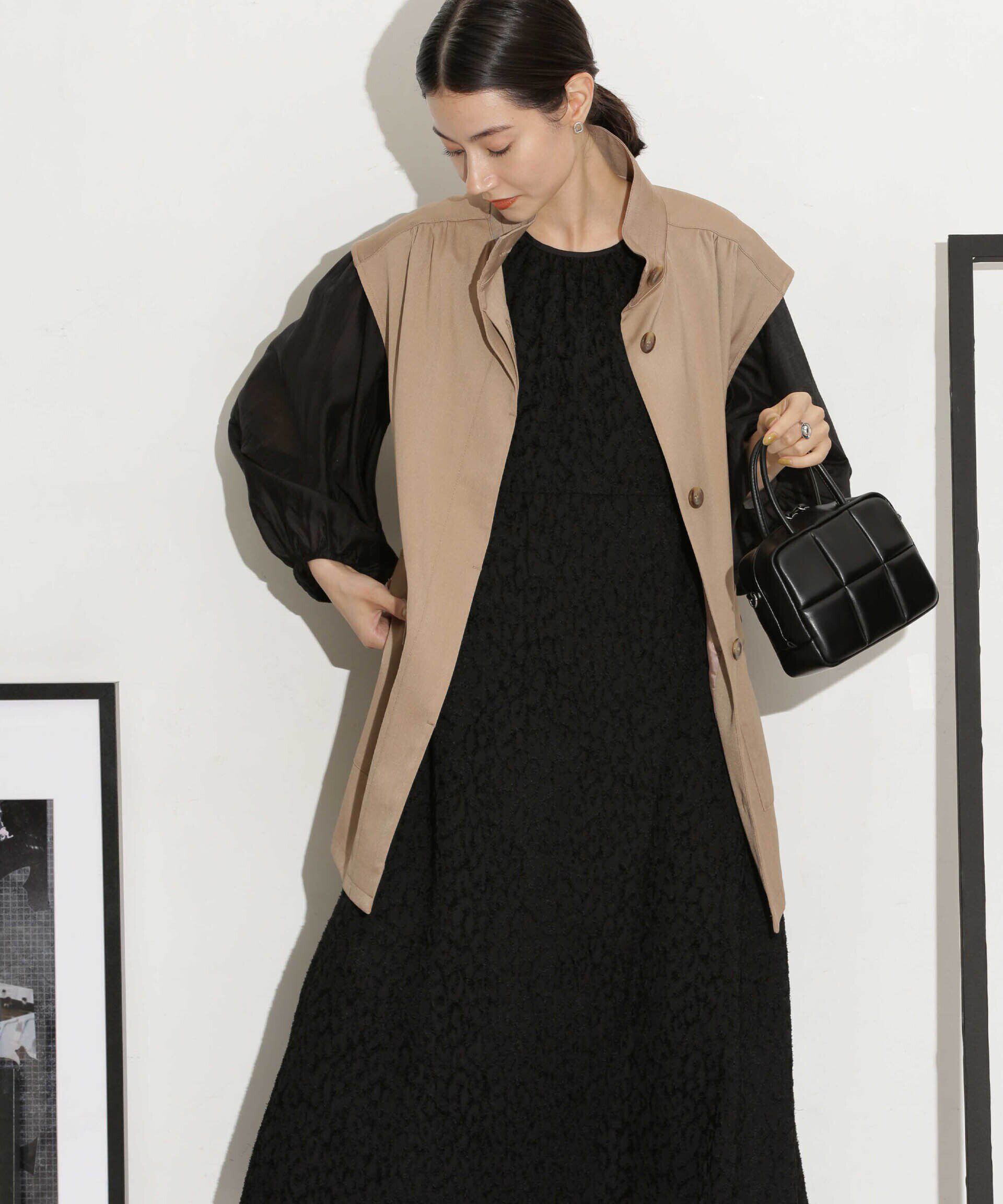 nano･universe「ベルト付きスタンドベスト」|ベスト・ジレ|