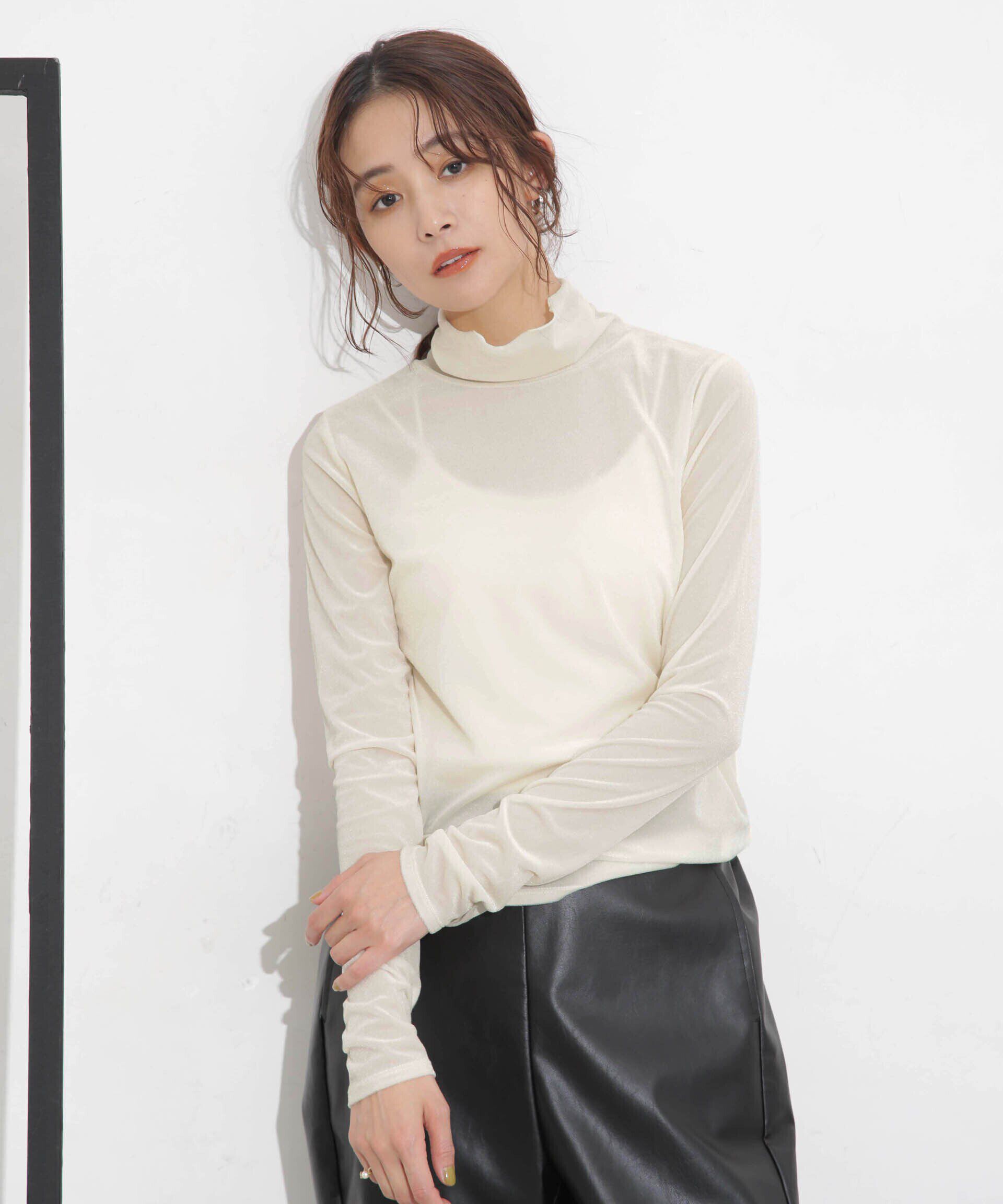 nano･universe「シアーベロアカットタートルトップス」|Tシャツ・カットソー|