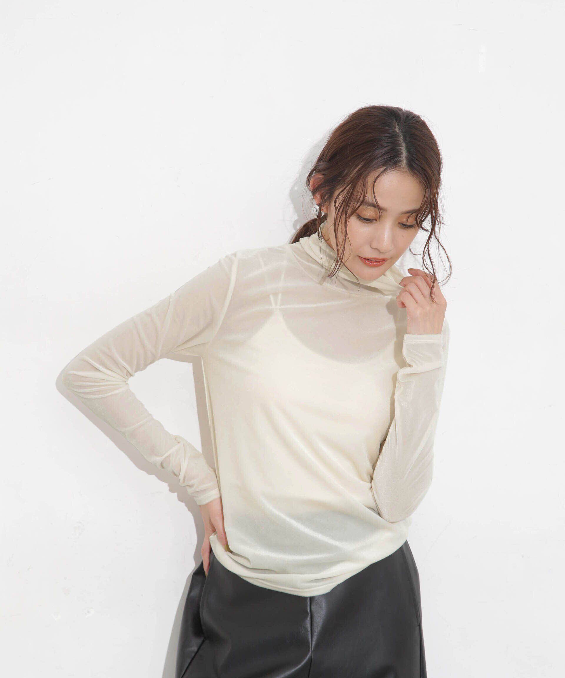 nano･universe「シアーベロアカットタートルトップス」|Tシャツ・カットソー|