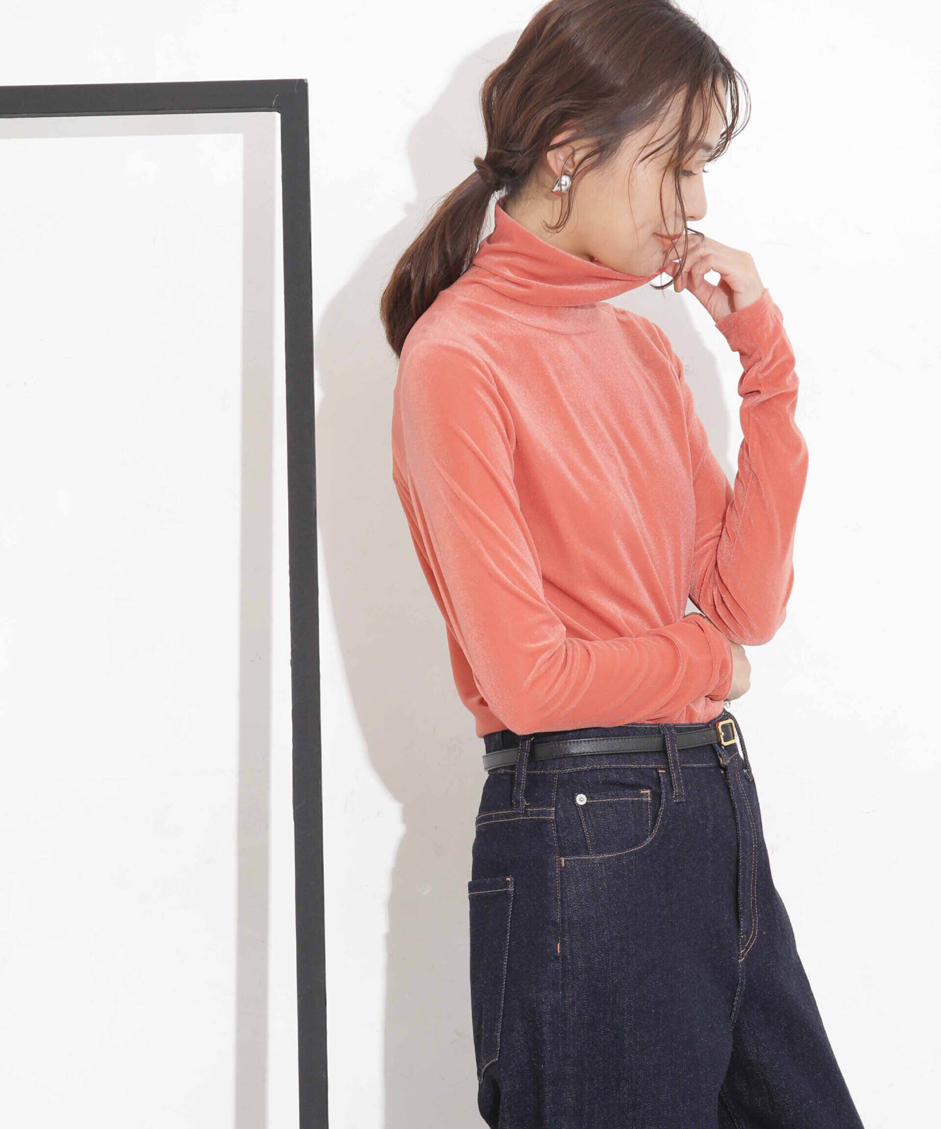 nano･universe「シアーベロアカットタートルトップス」|Tシャツ・カットソー|サーモン5