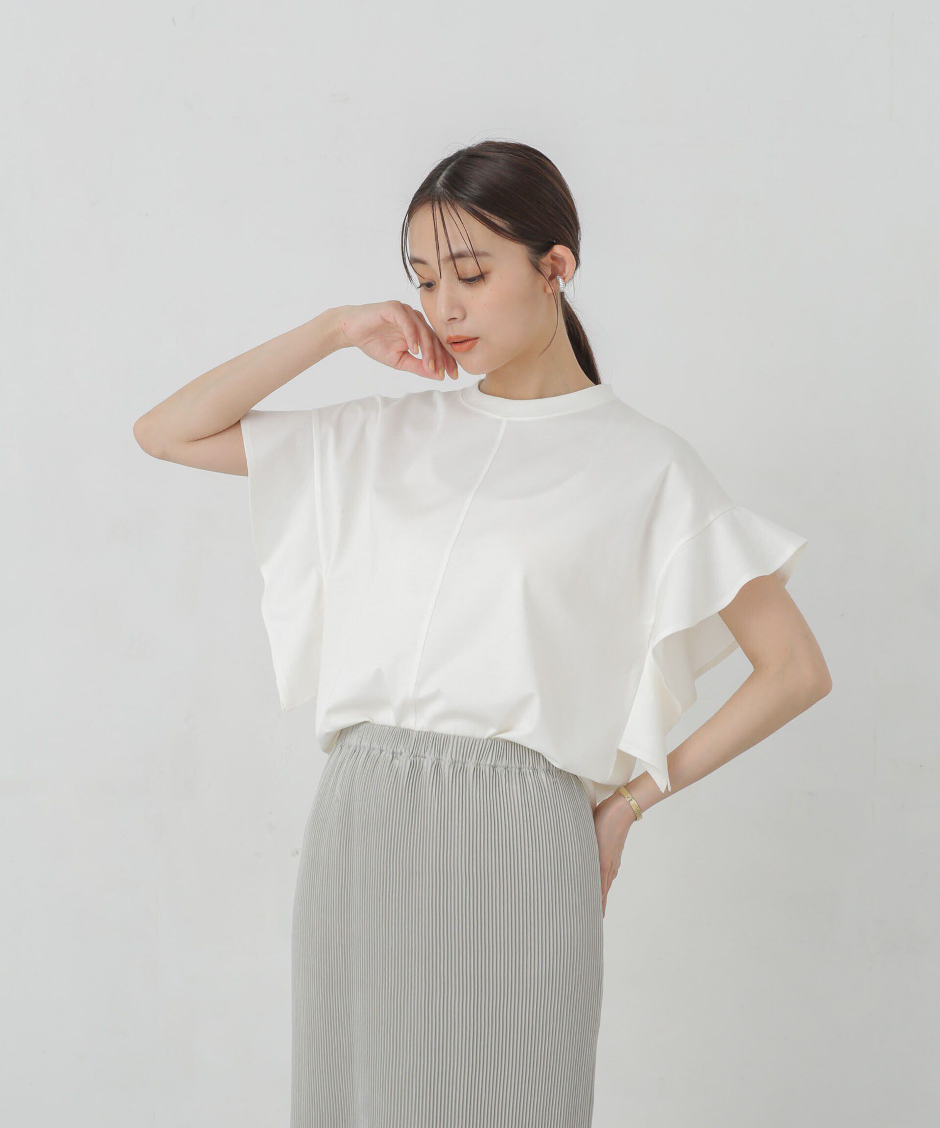 nano･universe「Polygiene フレアスリーブカットトップス」|Tシャツ・カットソー|