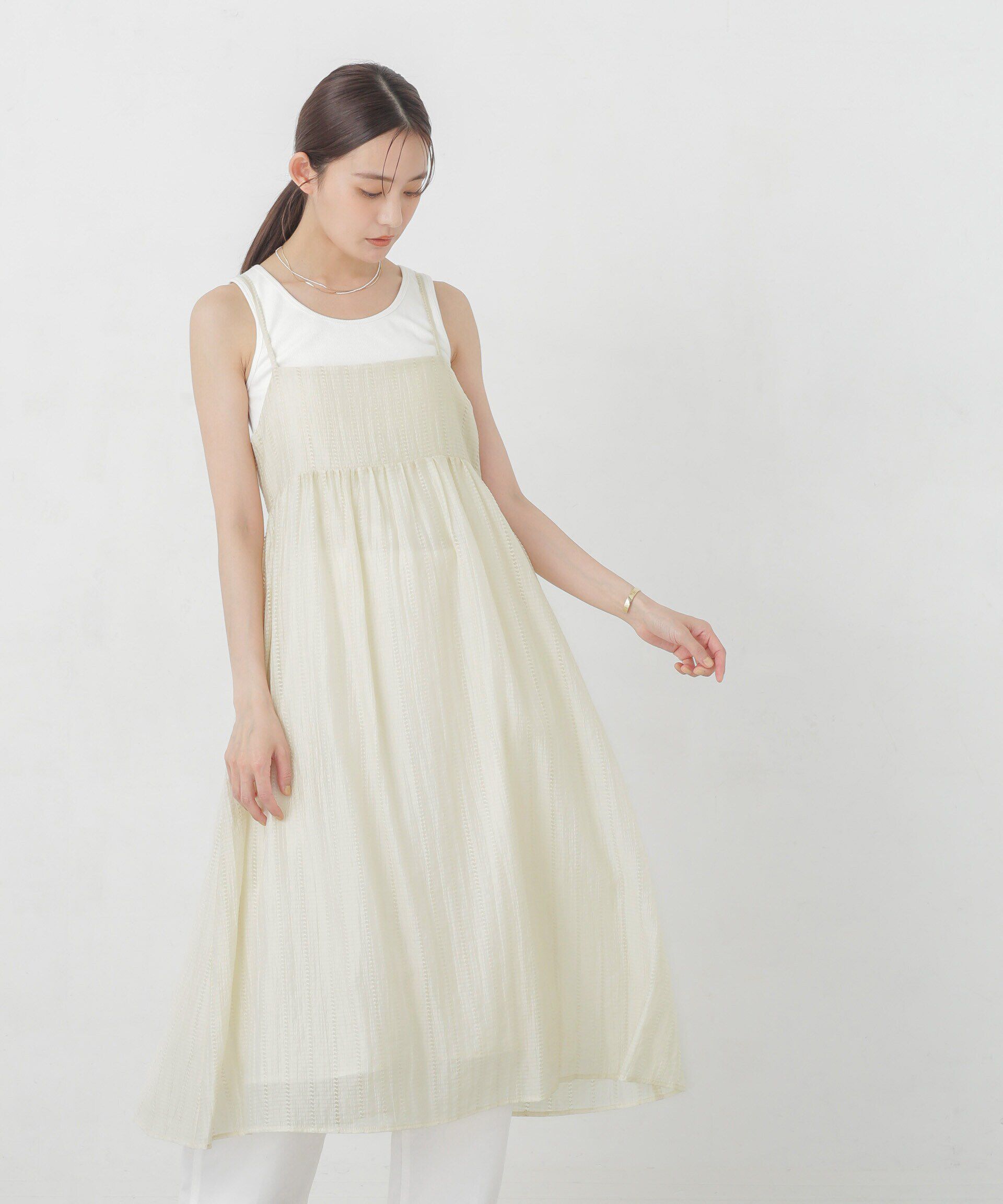 nano･universe「シアードビーギャザーキャミワンピース」|ワンピース|