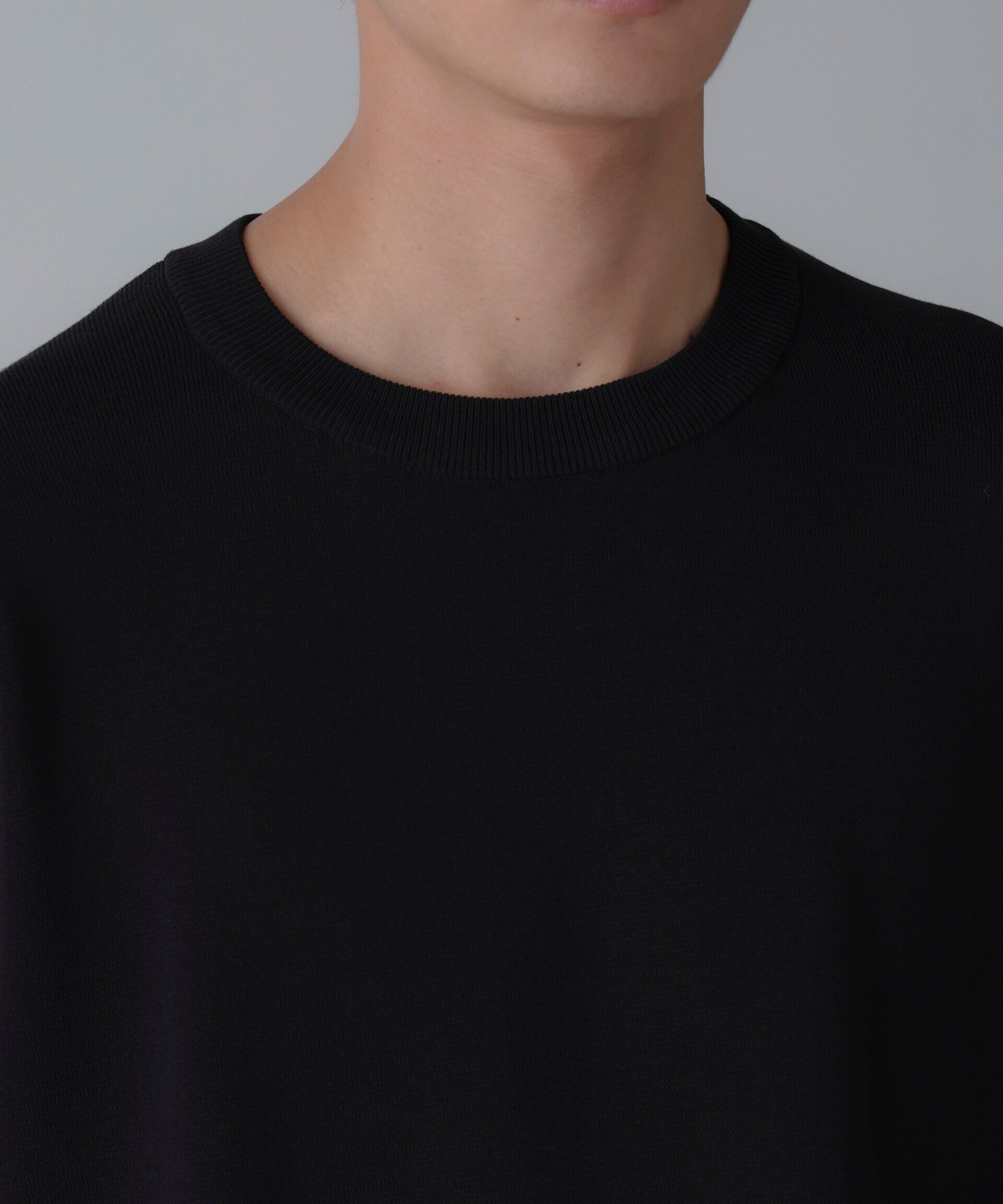 nano･universe「14ゲージミラノリブニット クルーネック 半袖(手洗い可能)」|ニット・セーター|