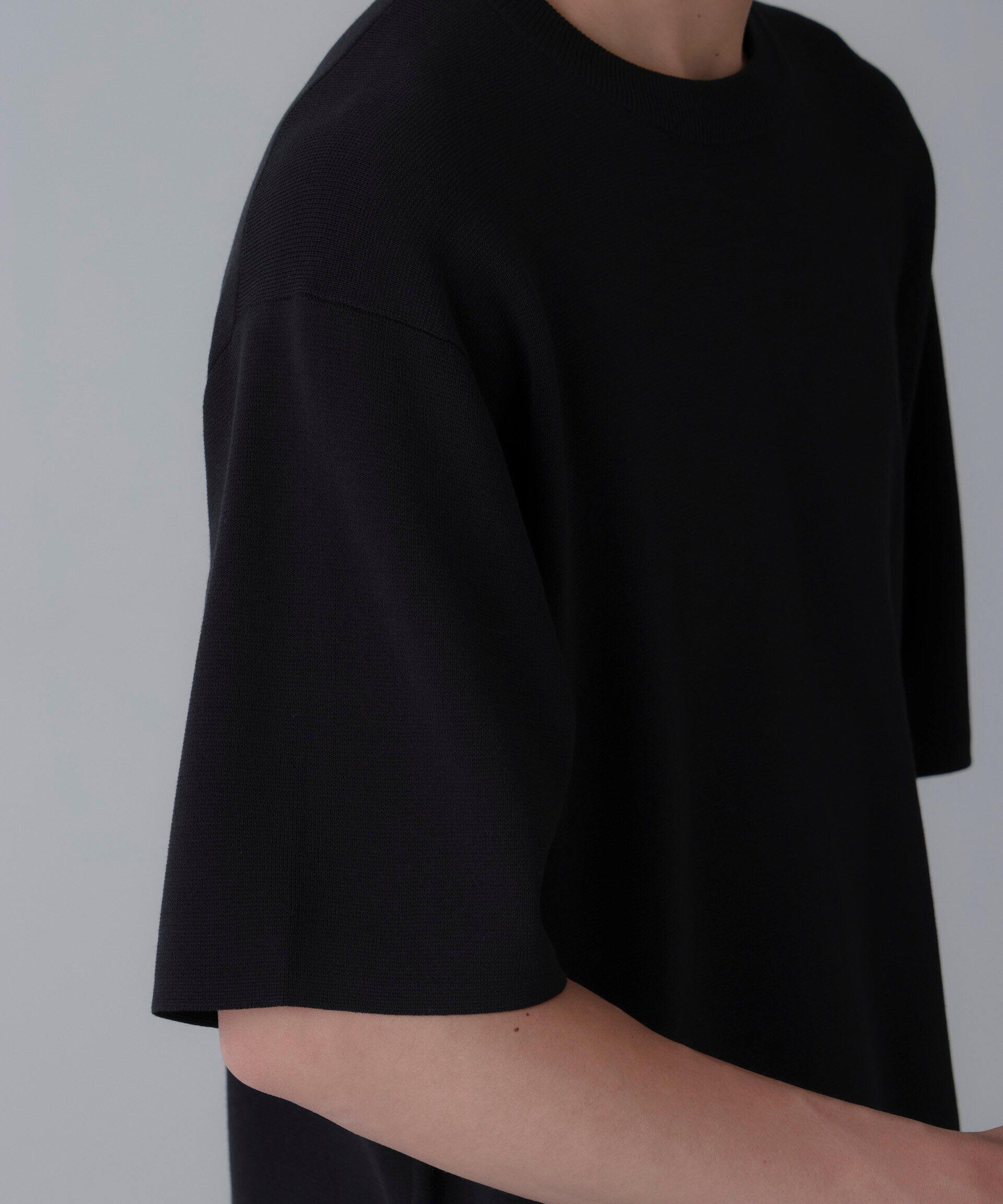 nano･universe「14ゲージミラノリブニット クルーネック 半袖(手洗い可能)」|ニット・セーター|