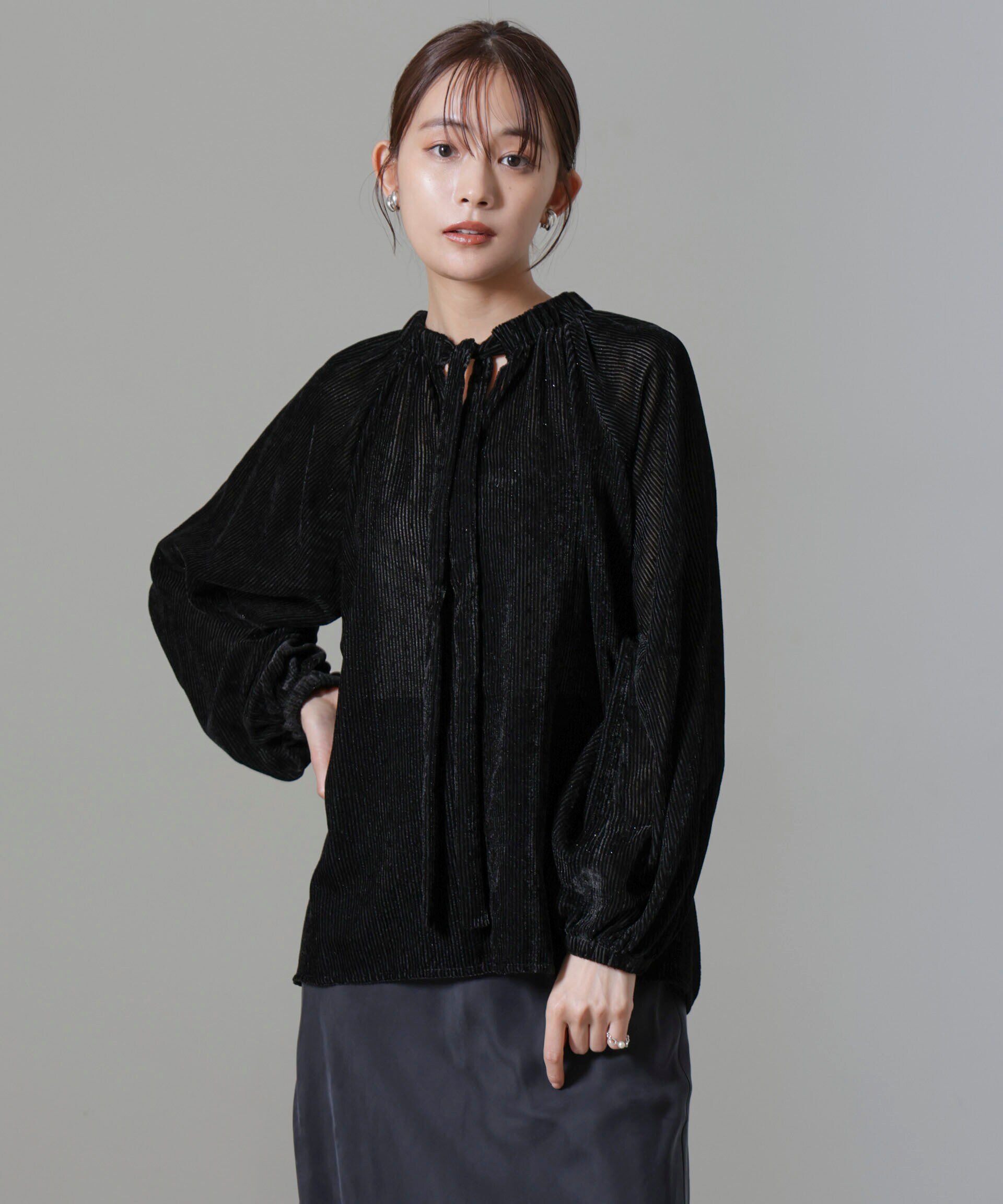 nano･universe「ストライプベロア前後2WAYブラウス」|シャツ・ブラウス|