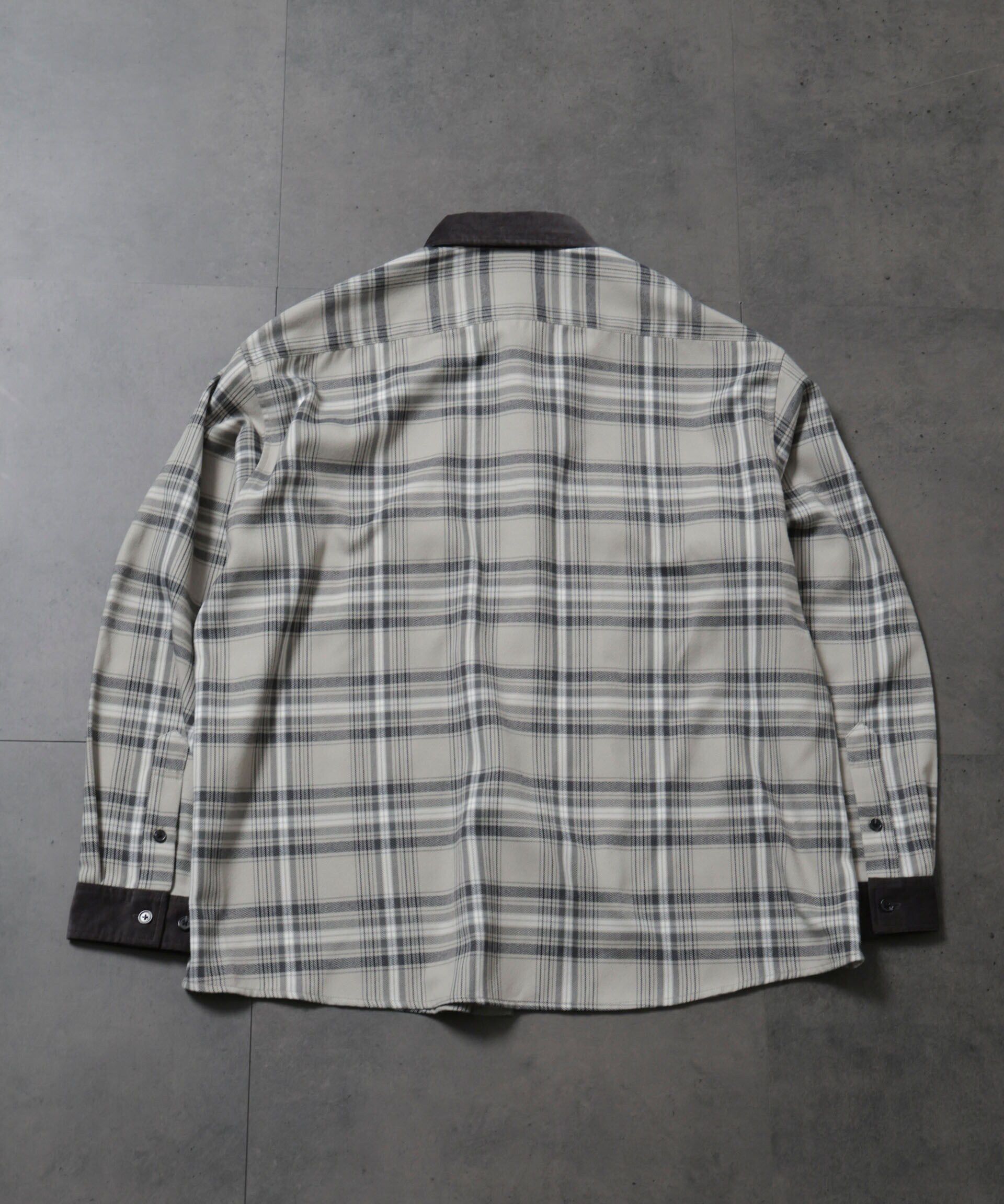 NANO universe「HOTEL PALACE(オテルパラス)ブラッシュドチェックレギャラーカラーシャツ」|シャツ・ブラウス|