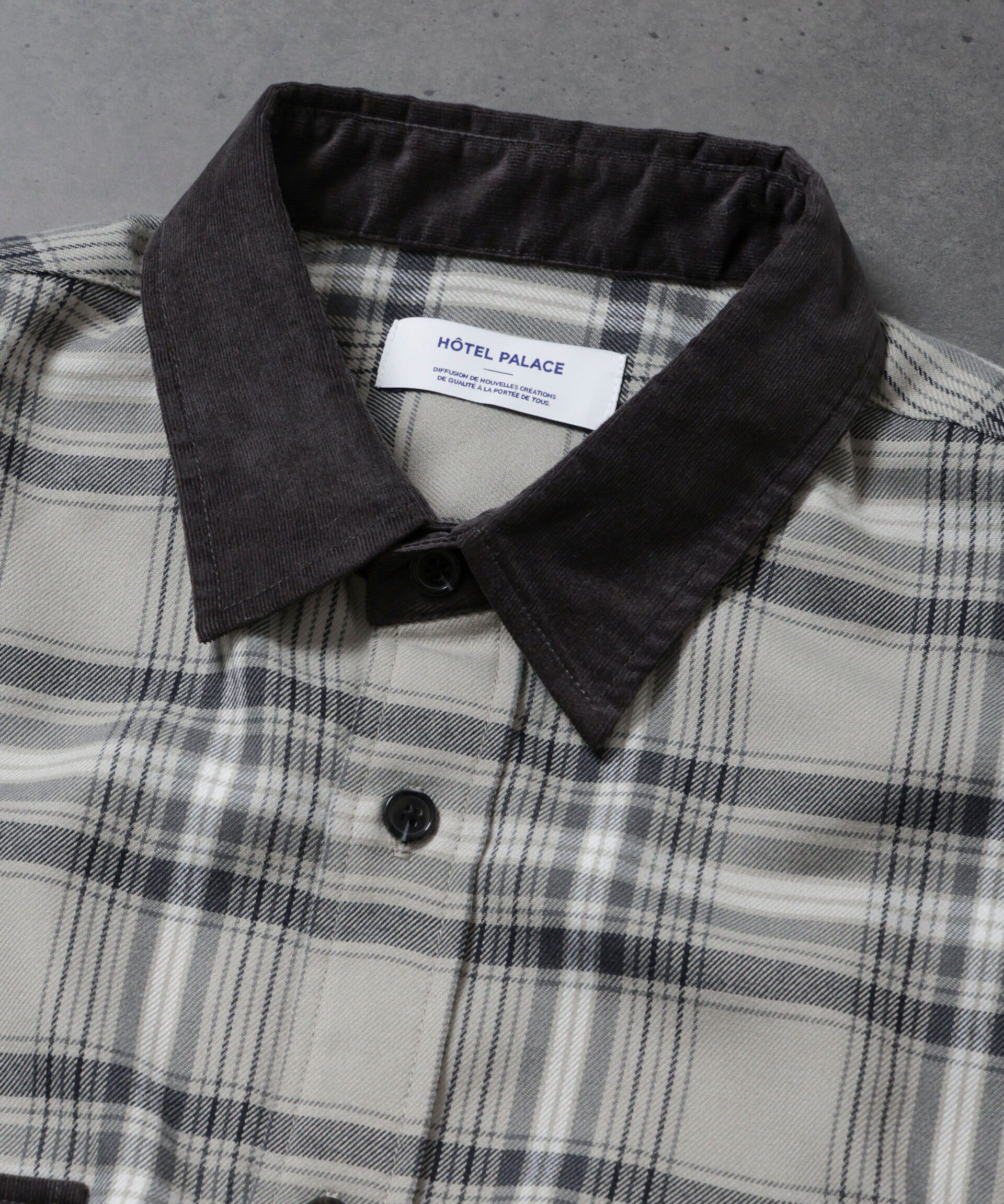 NANO universe「HOTEL PALACE(オテルパラス)ブラッシュドチェックレギャラーカラーシャツ」|シャツ・ブラウス|