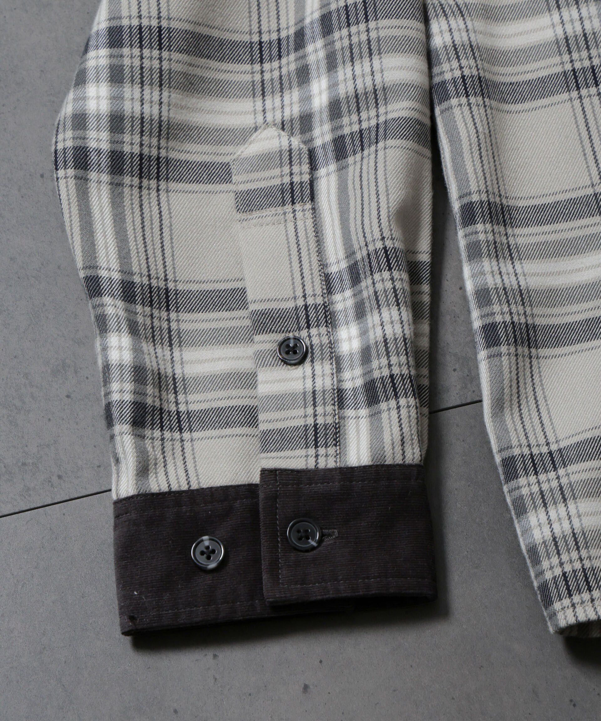 NANO universe「HOTEL PALACE(オテルパラス)ブラッシュドチェックレギャラーカラーシャツ」|シャツ・ブラウス|