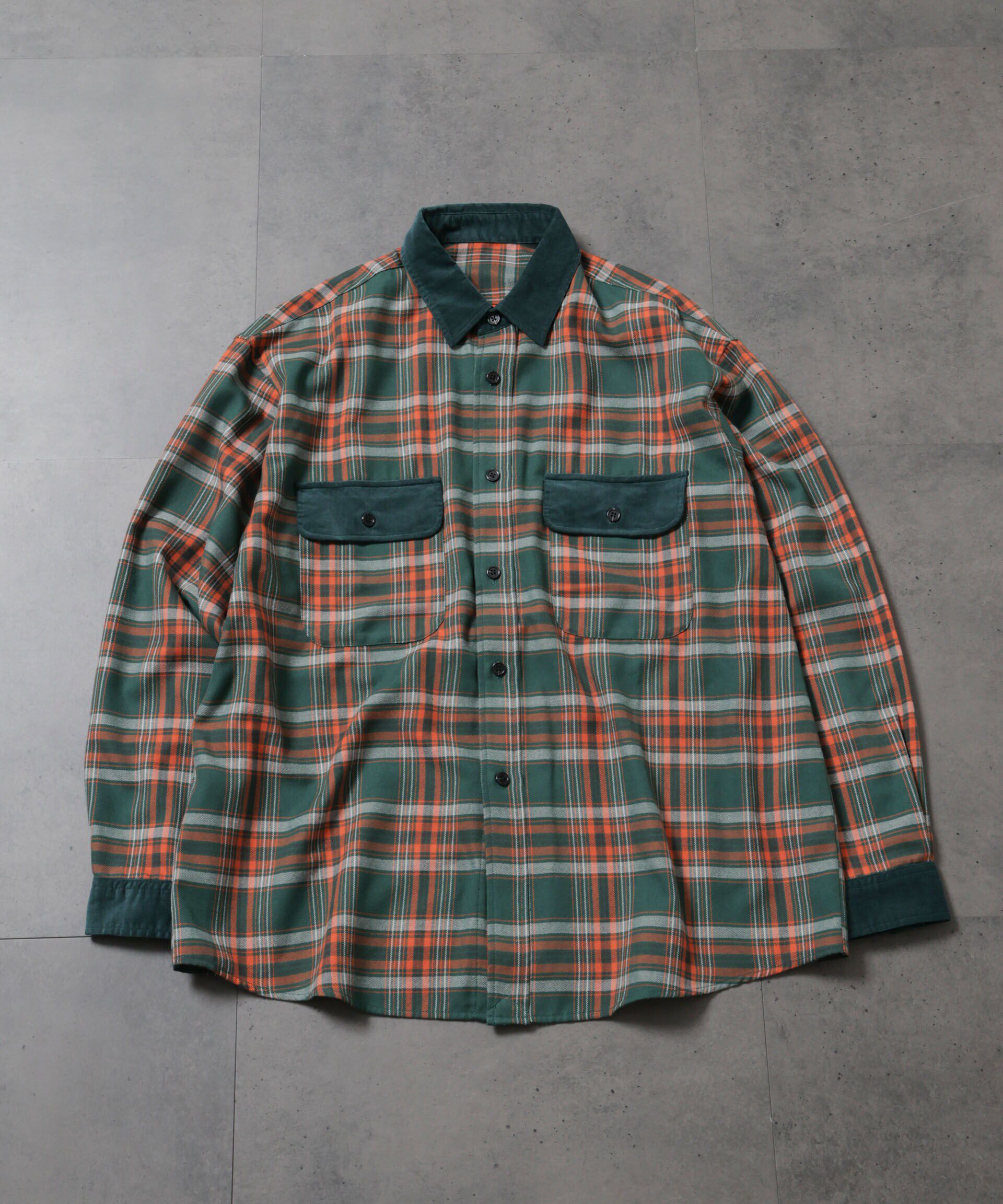 NANO universe「HOTEL PALACE(オテルパラス)ブラッシュドチェックレギャラーカラーシャツ」|シャツ・ブラウス|グリーン