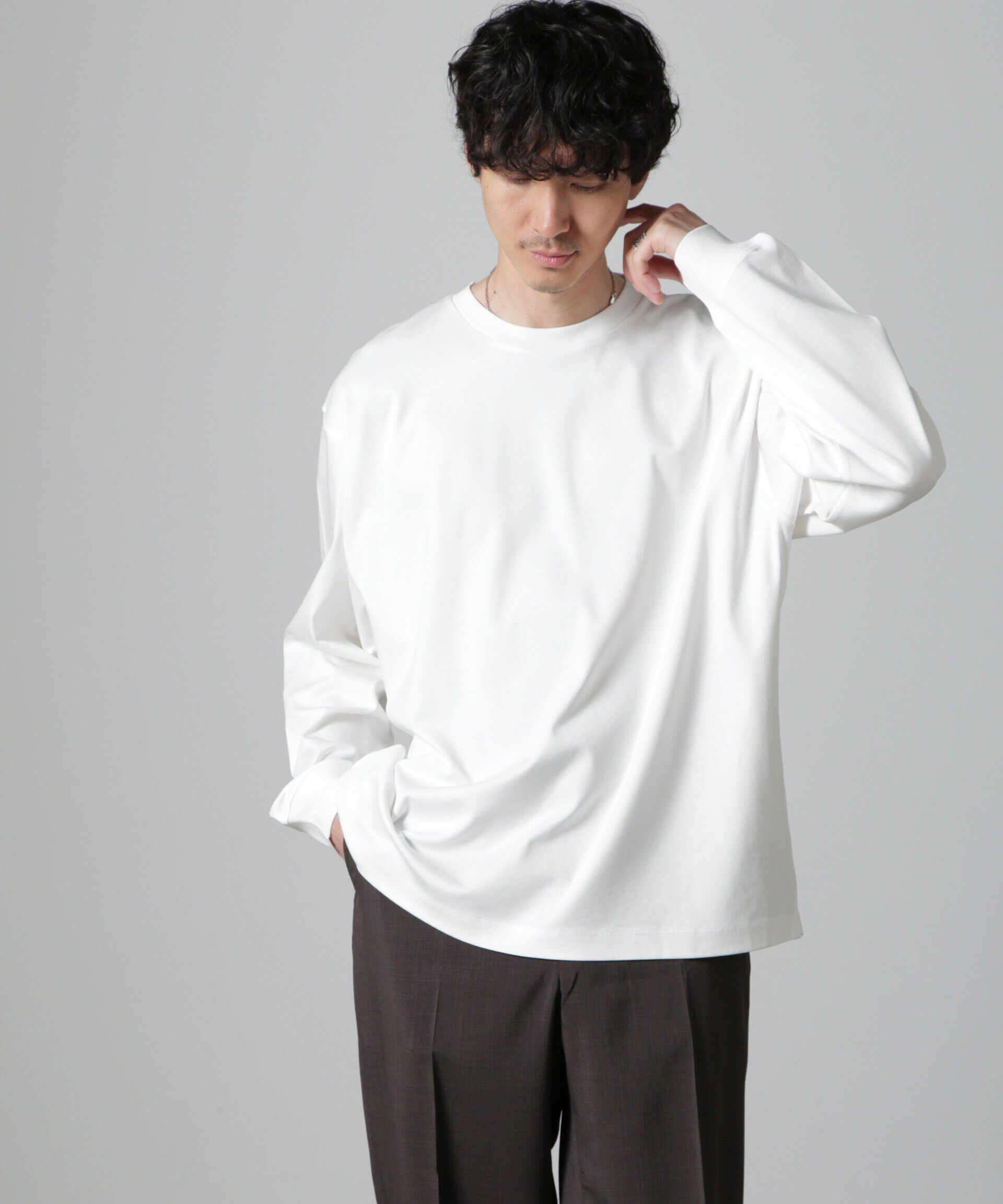 nano･universe「アンチスメル BIG クルーネックTシャツ 長袖」|Tシャツ・カットソー|ホワイト