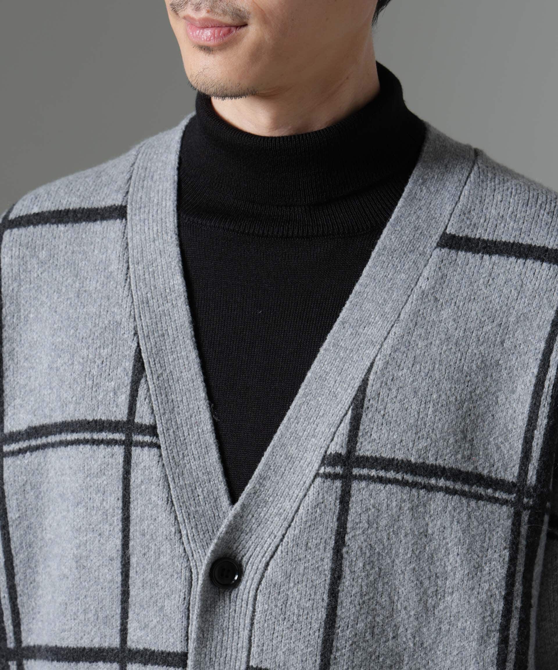 nano･universe「ビッグチェックニットカーディガン」|ニット・セーター|