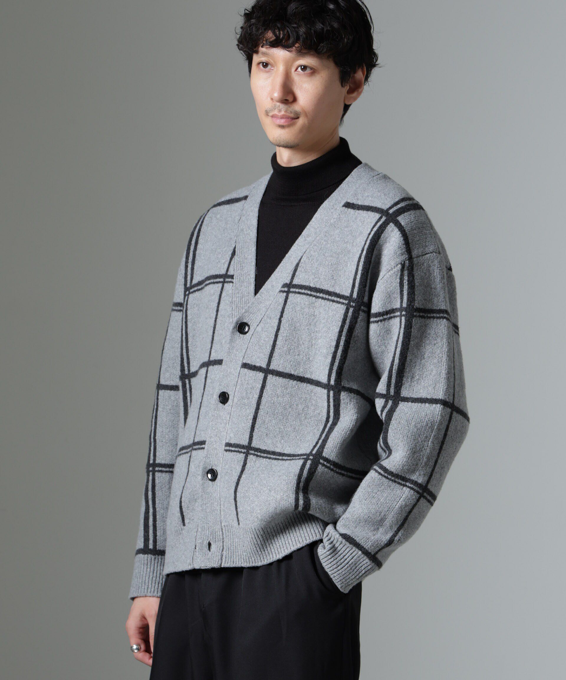 nano･universe「ビッグチェックニットカーディガン」|ニット・セーター|