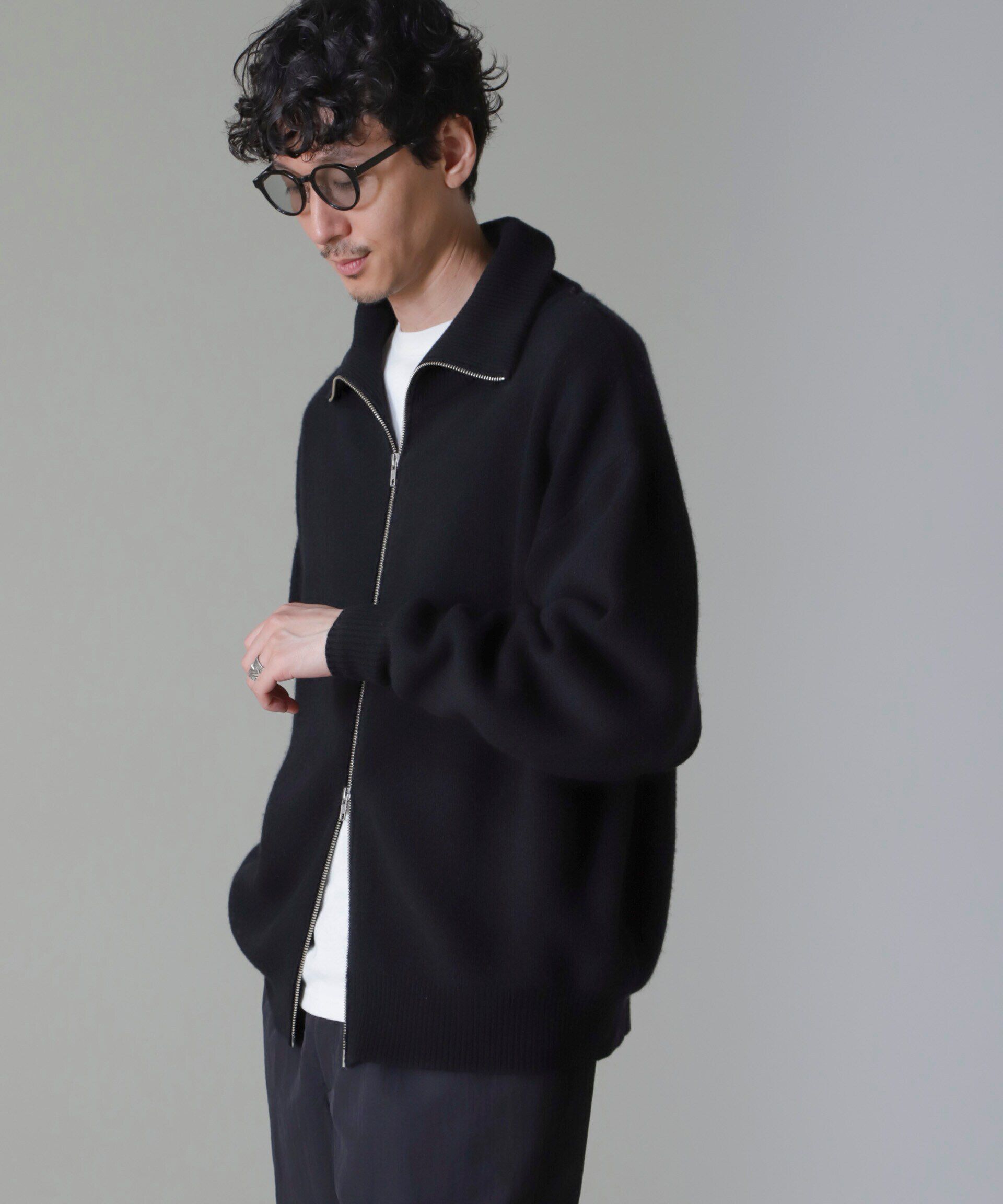 nano･universe「AQUA ウールカシミヤドライバーズニット」|ニット・セーター|