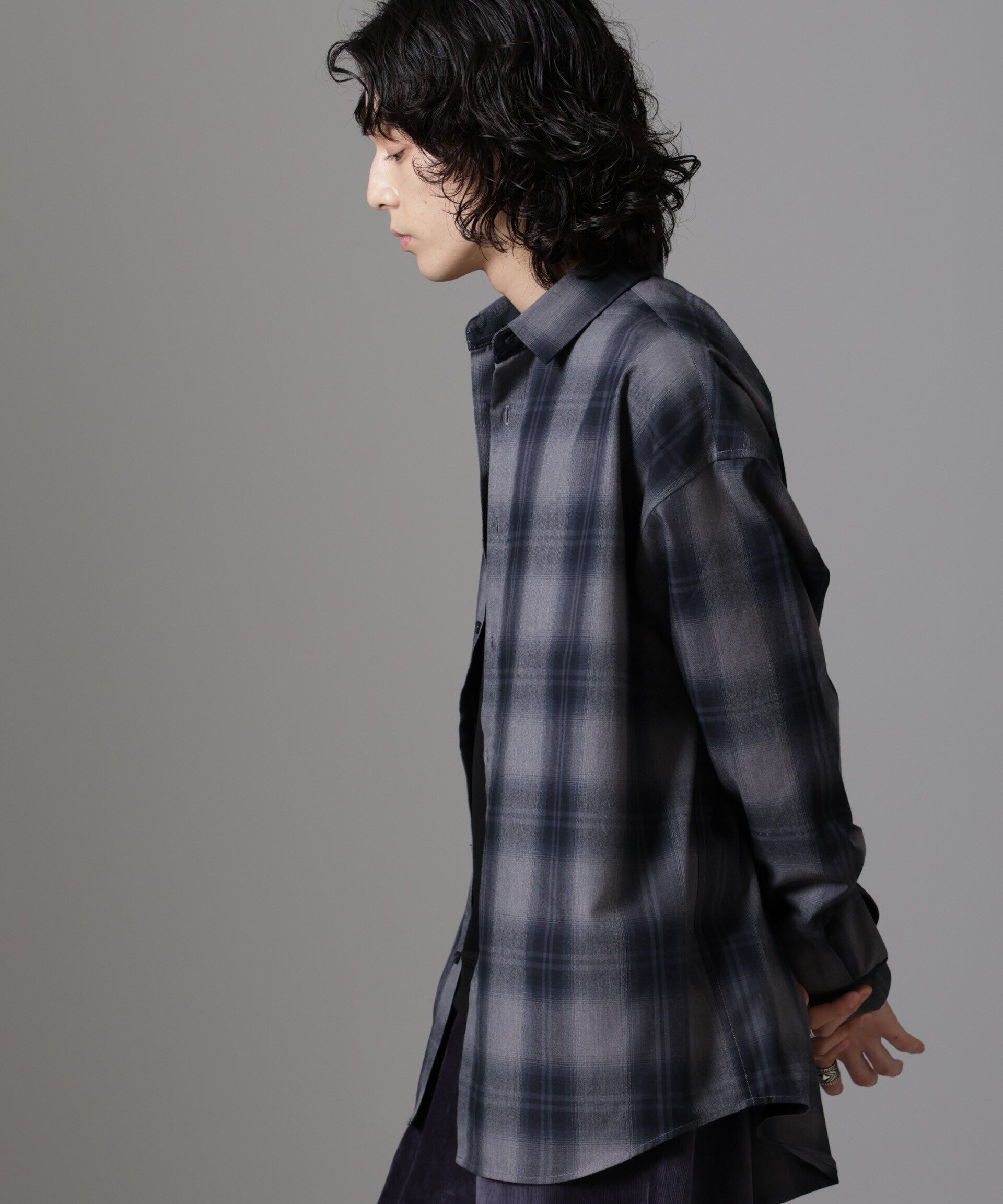 nano･universe「ビッグドレープチェックシャツ 長袖」|シャツ・ブラウス|