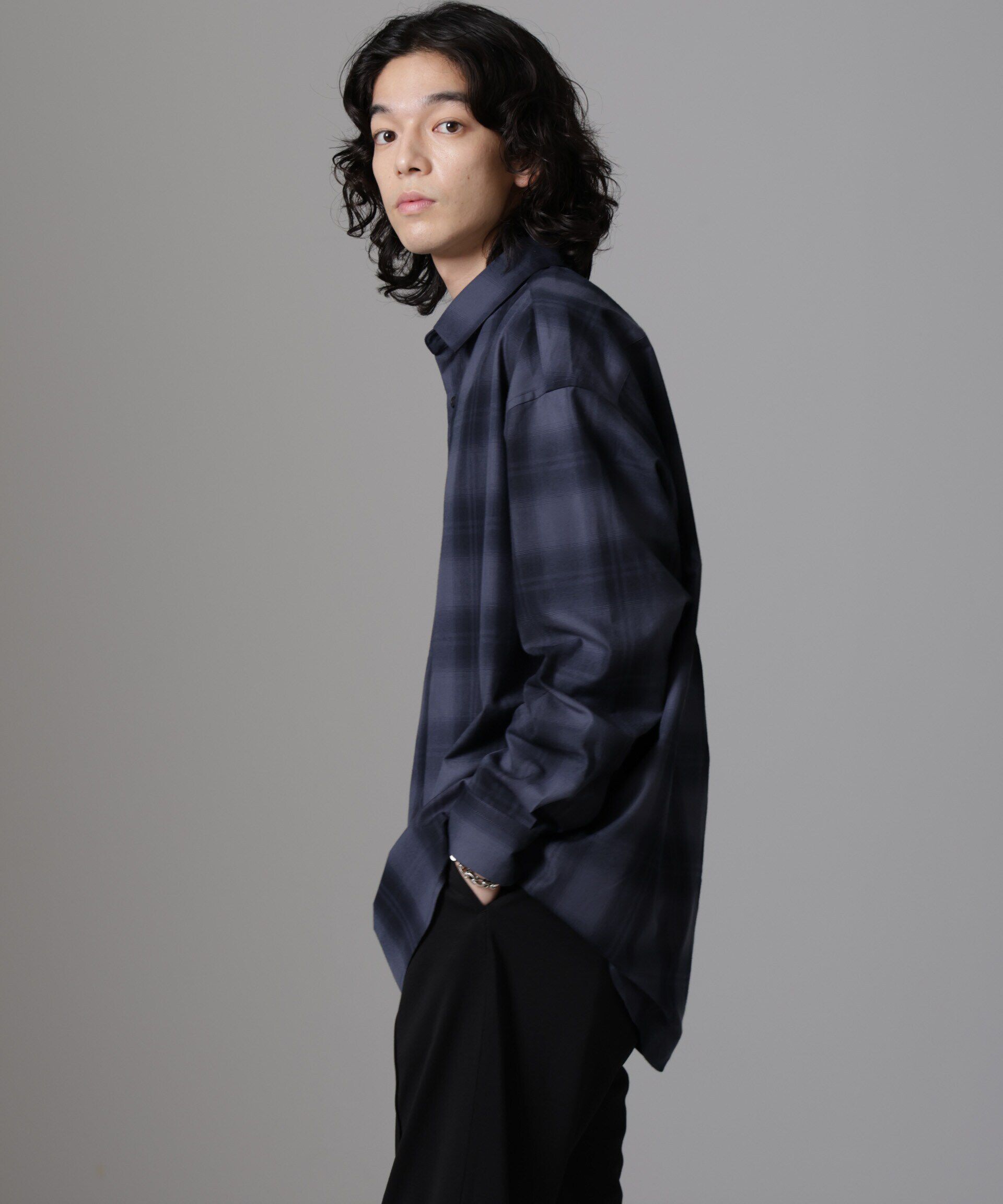 nano･universe「ビッグドレープチェックシャツ 長袖」|シャツ・ブラウス|