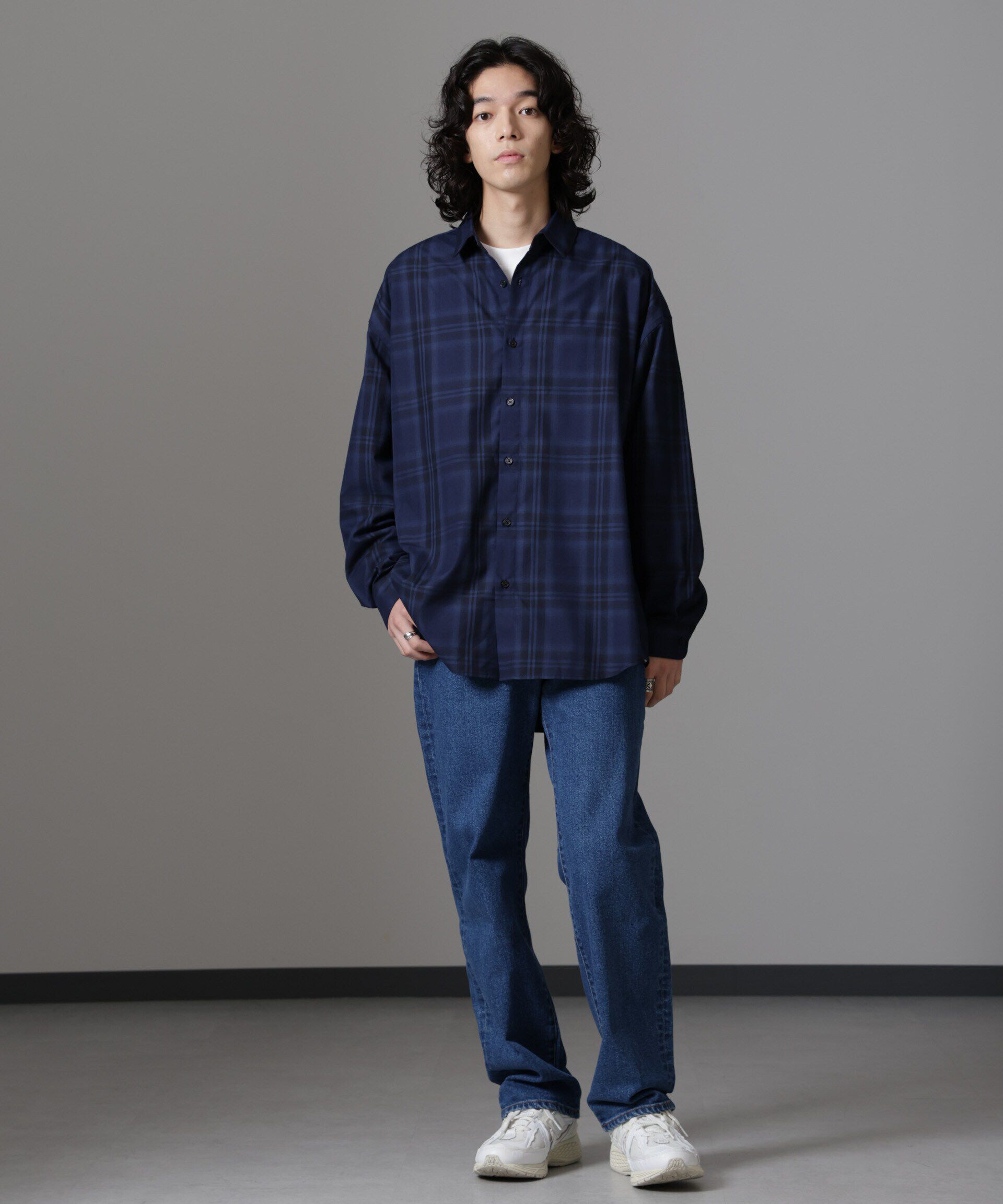 nano･universe「ビッグドレープチェックシャツ 長袖」|シャツ・ブラウス|