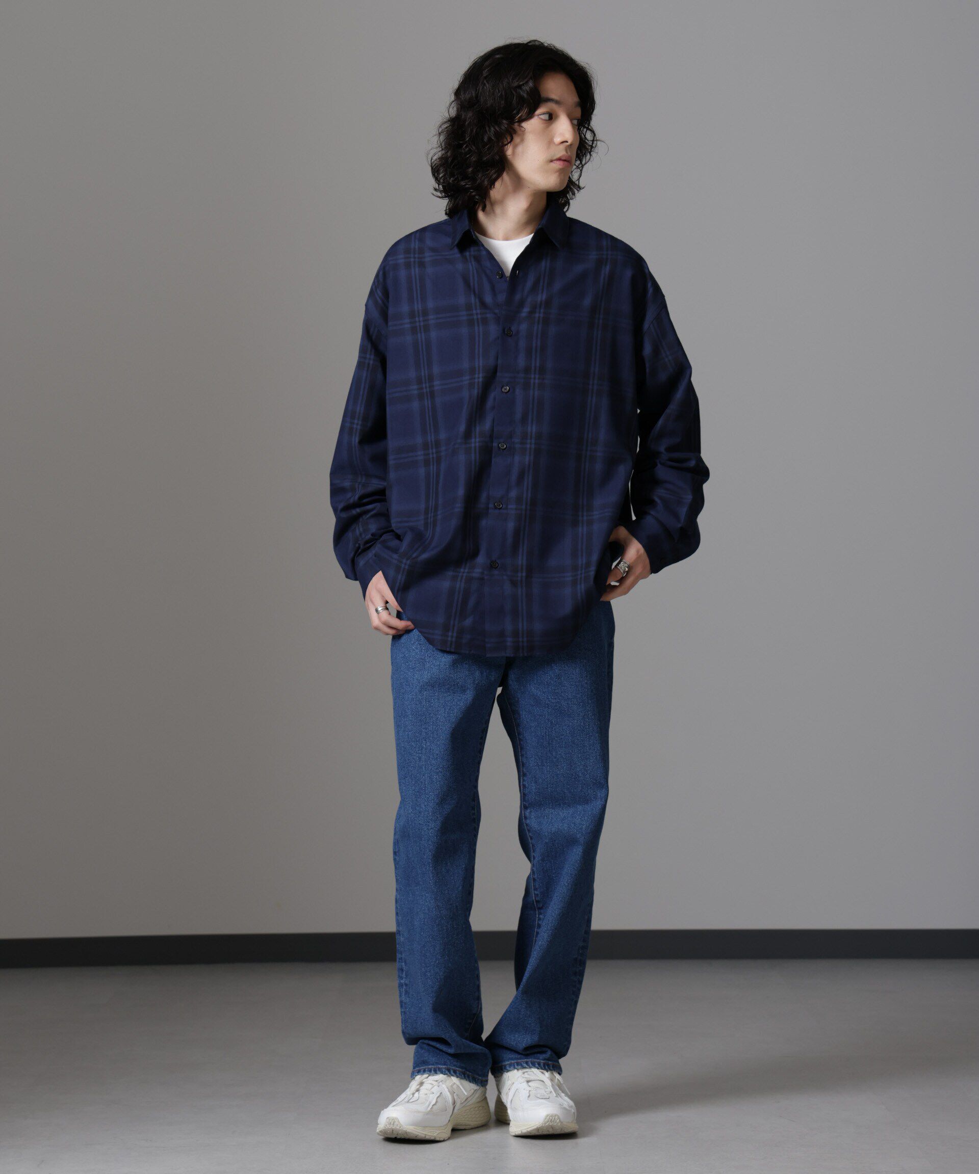 nano･universe「ビッグドレープチェックシャツ 長袖」|シャツ・ブラウス|