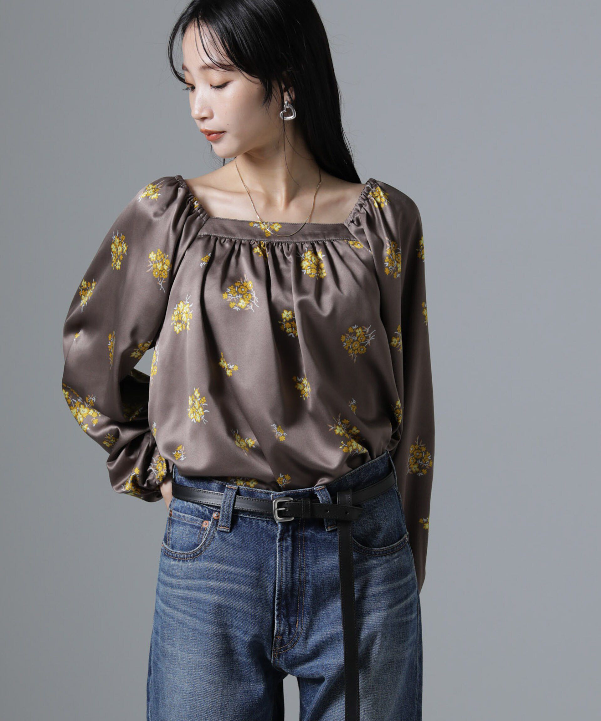 nano･universe「オフショル2WAYフラワープリントブラウス」|シャツ・ブラウス|