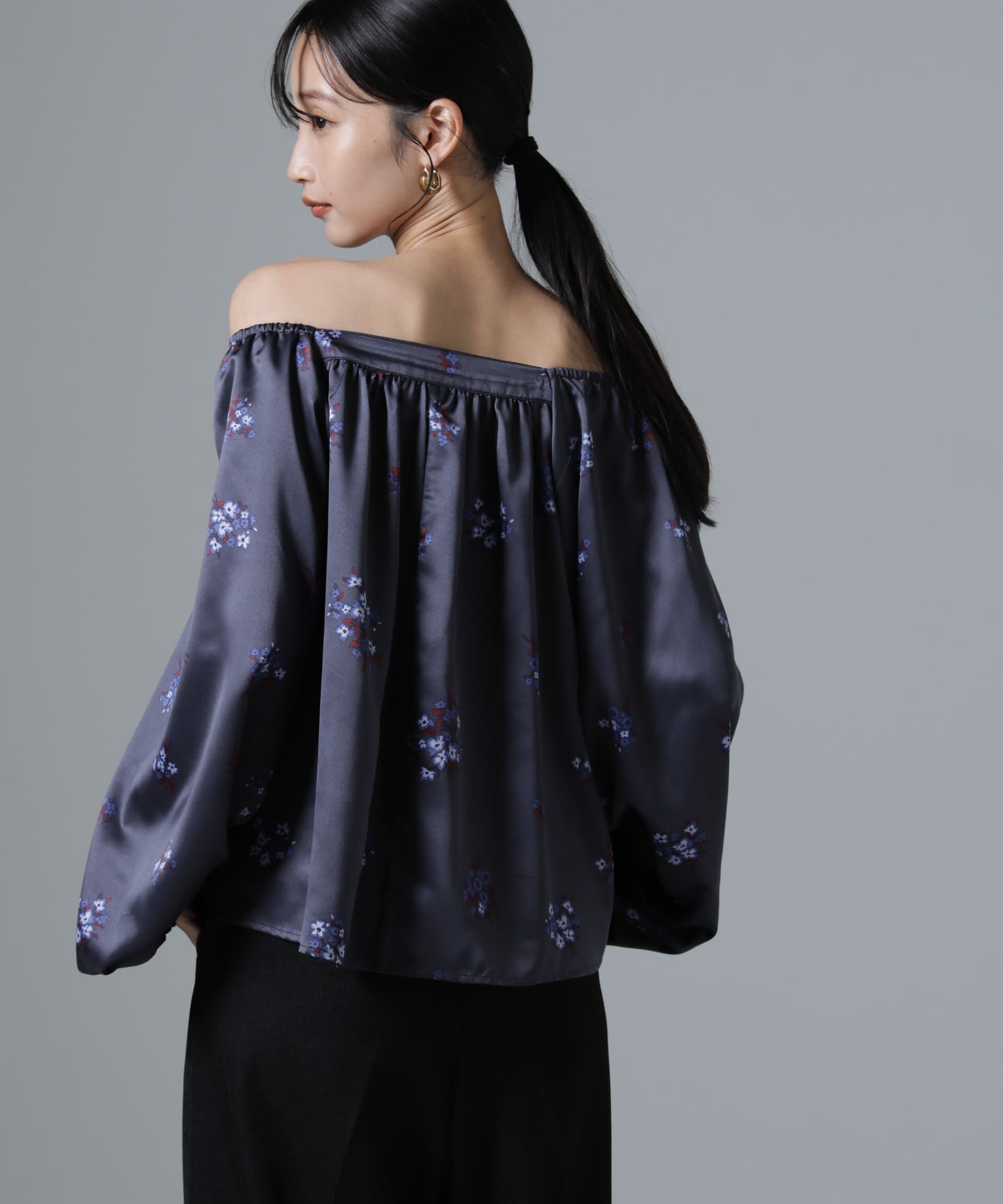 nano･universe「オフショル2WAYフラワープリントブラウス」|シャツ・ブラウス|